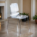 Lot de 2 chaises de salle à manger en acrylique transparent | Pieds chromés | Légères | Faciles à nettoyer | 82,5 cm H