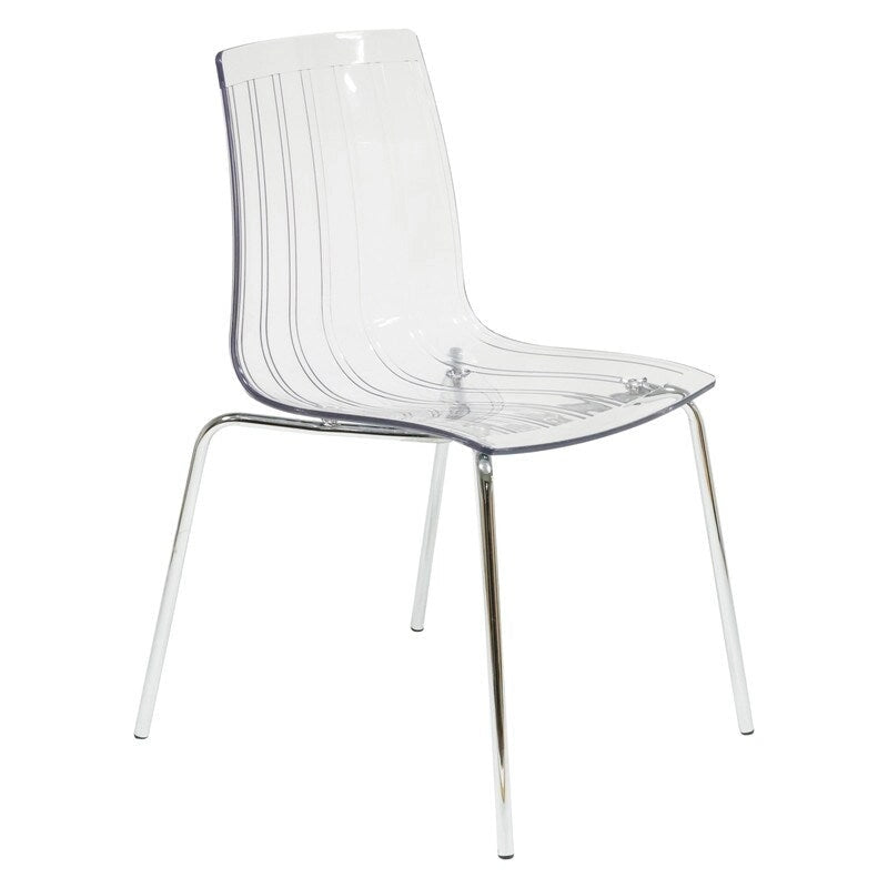 Lot de 2 chaises de salle à manger en acrylique transparent | Pieds chromés | Légères | Faciles à nettoyer | 82,5 cm H