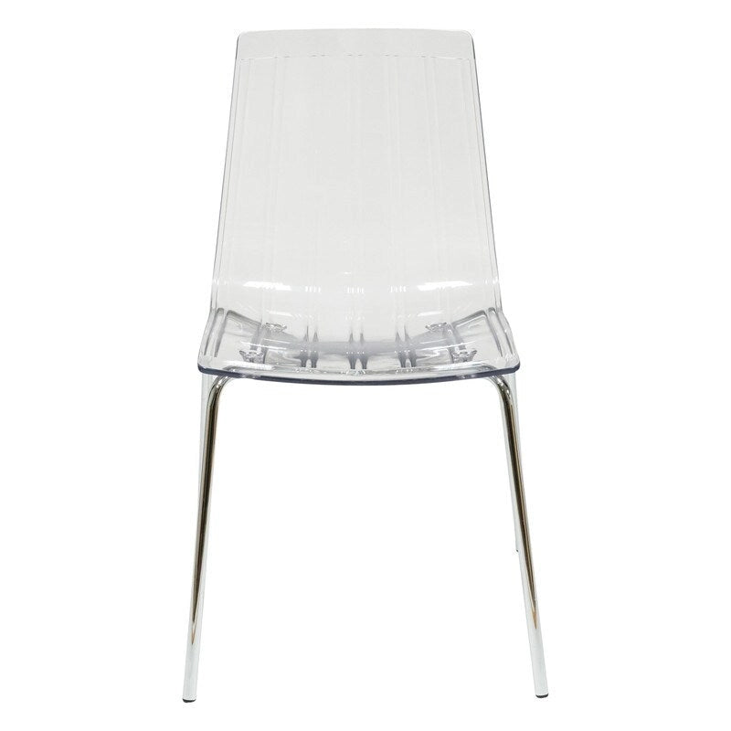 Lot de 2 chaises de salle à manger en acrylique transparent | Pieds chromés | Légères | Faciles à nettoyer | 82,5 cm H
