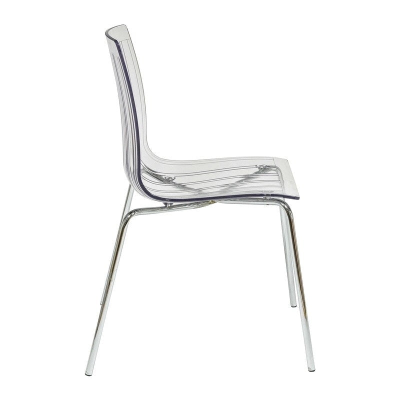 Lot de 2 chaises de salle à manger en acrylique transparent | Pieds chromés | Légères | Faciles à nettoyer | 82,5 cm H
