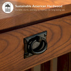 Console bibliothèque de style Mission avec 2 tiroirs | Bois de frêne massif | Quincaillerie noircie | 34"L