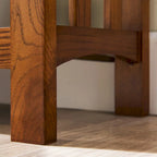 Console bibliothèque de style Mission avec 2 tiroirs | Bois de frêne massif | Quincaillerie noircie | 34"L
