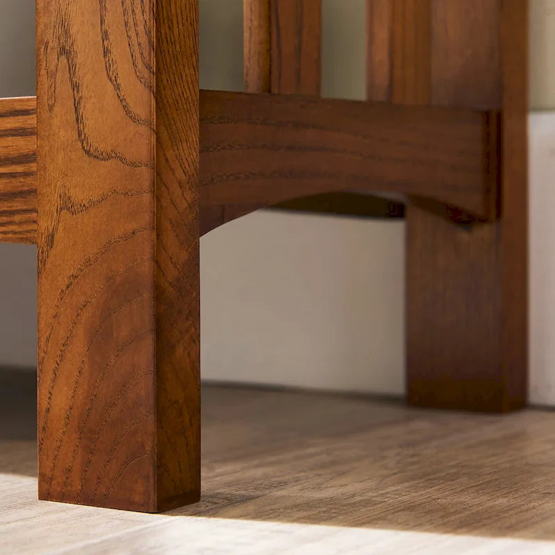 Console bibliothèque de style Mission avec 2 tiroirs | Bois de frêne massif | Quincaillerie noircie | 34"L
