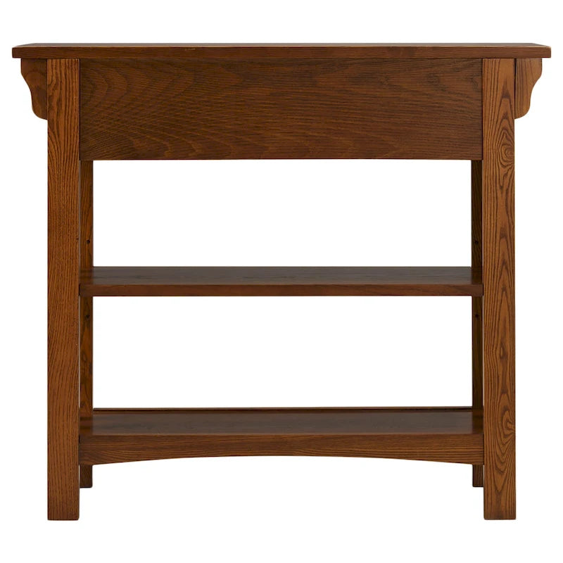 Console bibliothèque de style Mission avec 2 tiroirs | Bois de frêne massif | Quincaillerie noircie | 34"L