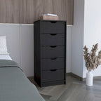 Commode haute à 5 tiroirs avec système coulissant