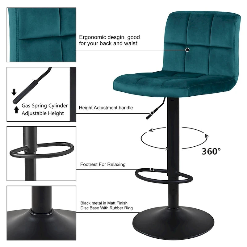 Tabourets de bar pivotants à hauteur réglable sans accoudoirs