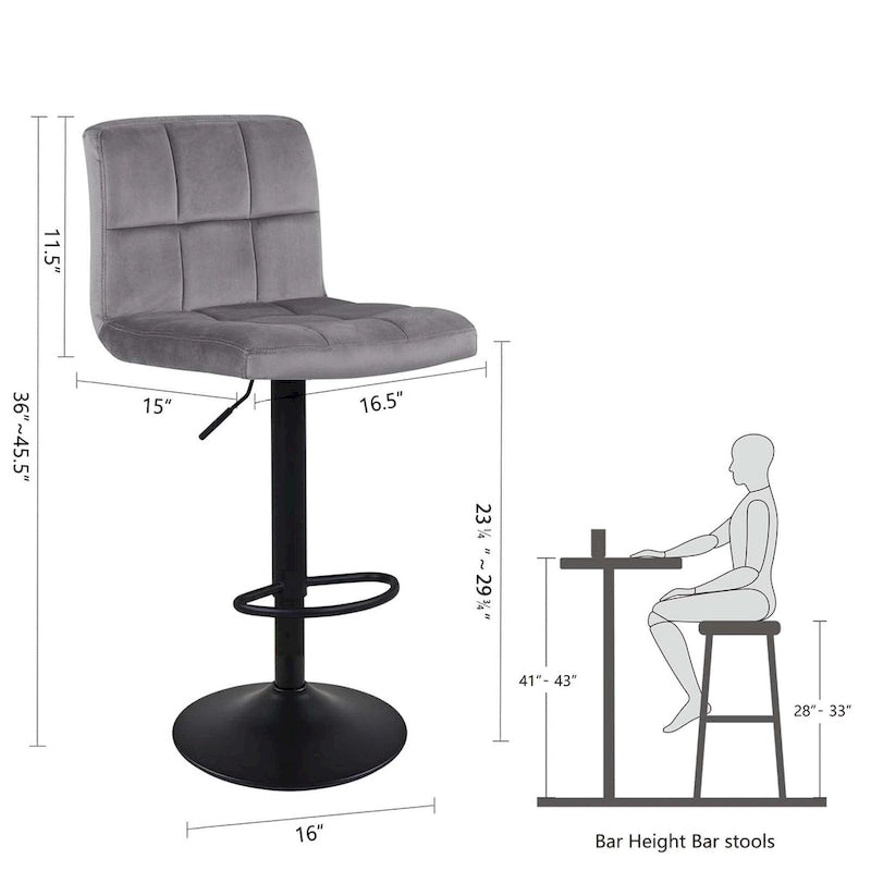 Tabourets de bar pivotants à hauteur réglable sans accoudoirs
