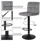 Tabourets de bar pivotants à hauteur réglable sans accoudoirs
