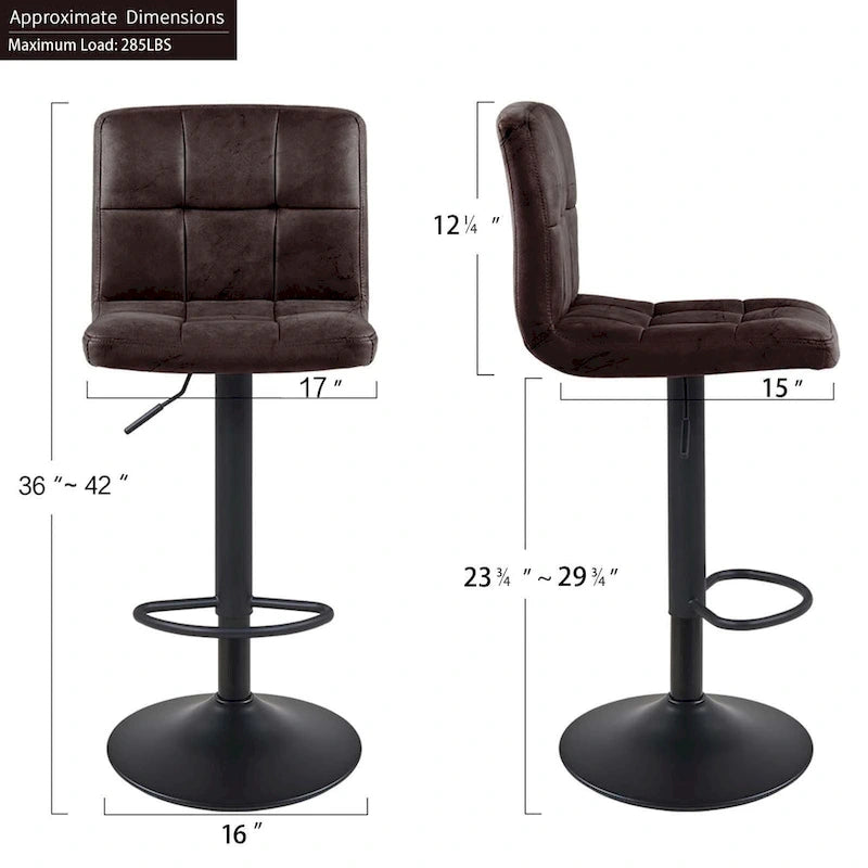 Tabourets de bar pivotants à hauteur réglable sans accoudoirs