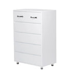 Commode moderne à 6 tiroirs | MDF E1 | Pieds en tube d'acier | Blanc ou Gris | 69,98 cm (L) | Poignées invisibles