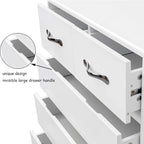 Commode moderne à 6 tiroirs | MDF E1 | Pieds en tube d'acier | Blanc ou Gris | 69,98 cm (L) | Poignées invisibles