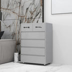Commode moderne à 6 tiroirs | MDF E1 | Pieds en tube d'acier | Blanc ou Gris | 69,98 cm (L) | Poignées invisibles