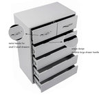 Commode moderne à 6 tiroirs | MDF E1 | Pieds en tube d'acier | Blanc ou Gris | 69,98 cm (L) | Poignées invisibles