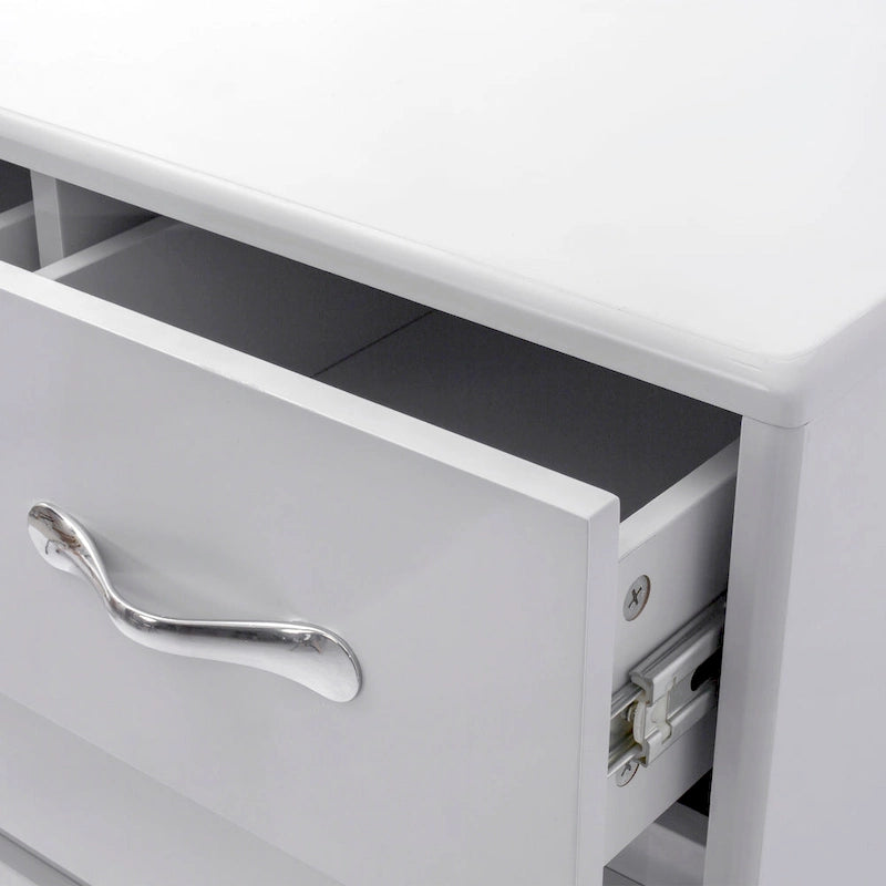 Commode moderne à 6 tiroirs | MDF E1 | Pieds en tube d'acier | Blanc ou Gris | 69,98 cm (L) | Poignées invisibles