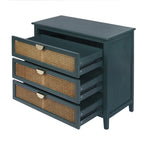 Commode de rangement 3 tiroirs en rotin naturel