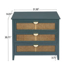 Commode de rangement 3 tiroirs en rotin naturel