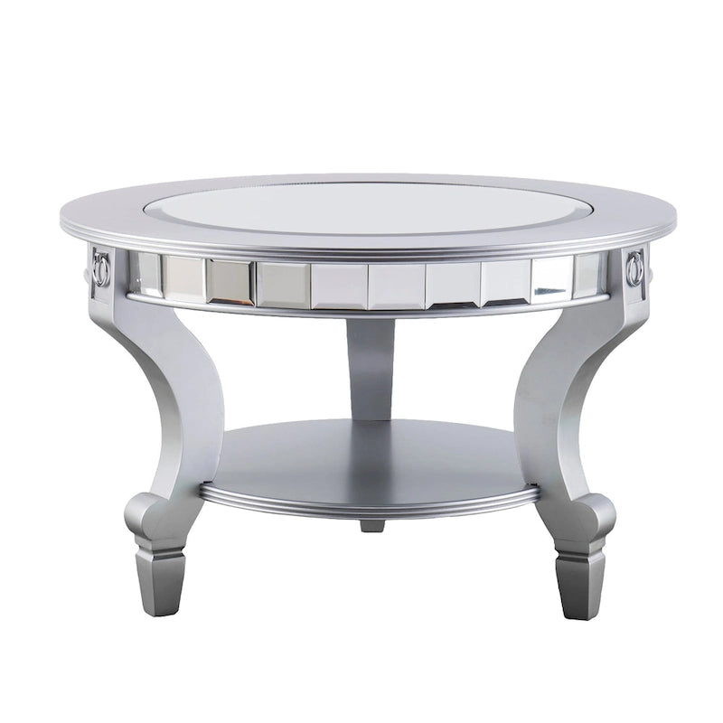 Table basse ronde effet miroir | Style glamour contemporain | Surface réfléchissante | Salon