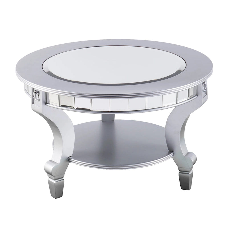 Table basse ronde effet miroir | Style glamour contemporain | Surface réfléchissante | Salon