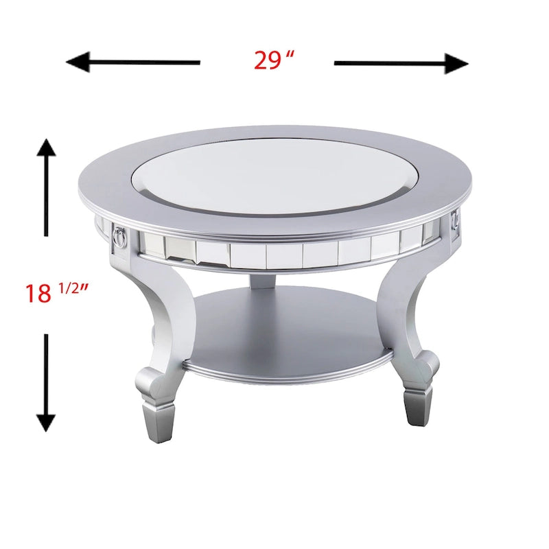 Table basse ronde effet miroir | Style glamour contemporain | Surface réfléchissante | Salon