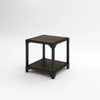 Tables d'appoint carrées (lot de 2) | Plateau et étagère en MDF | Coins en métal thermolaqué | Rustique | 20x20x20"