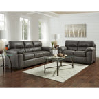 Ensemble de canapé 4 pièces avec surmatelas | Canapé, causeuse, fauteuil et pouf | Similicuir | Sequoia Ash