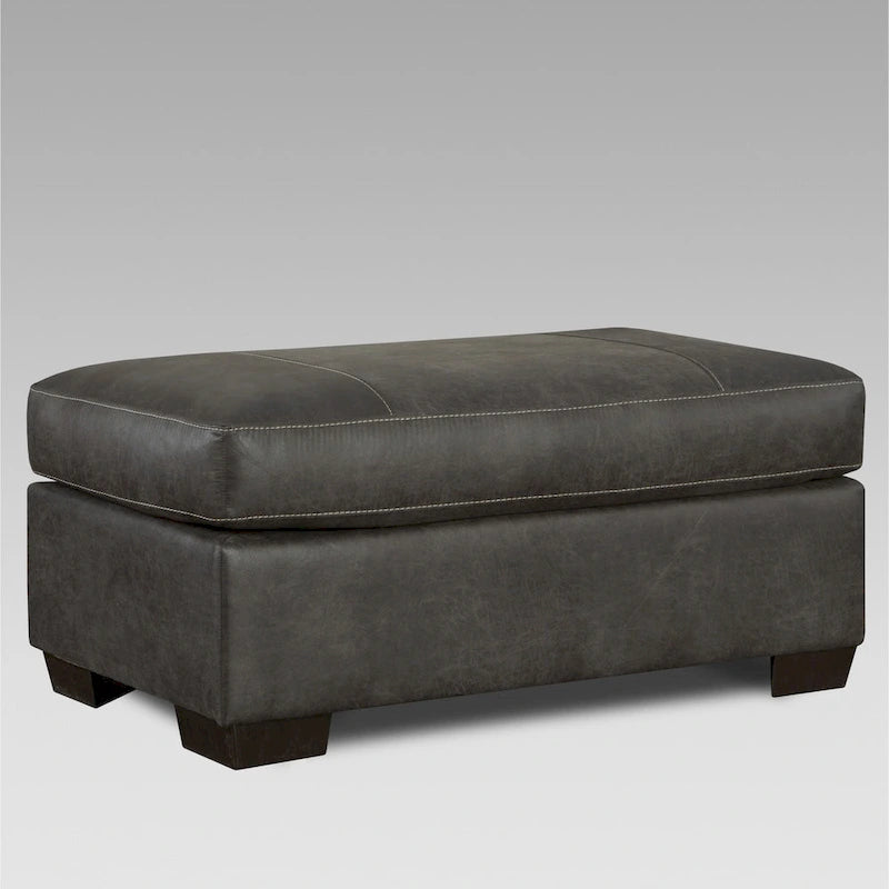 Ensemble de canapé 4 pièces avec surmatelas | Canapé, causeuse, fauteuil et pouf | Similicuir | Sequoia Ash