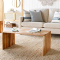 Table basse minimaliste en bois massif | Marron/Havane chaud | Incrustation métallique | Fabriquée à la main en Inde | Moderne