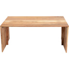 Table basse minimaliste en bois massif | Marron/Havane chaud | Incrustation métallique | Fabriquée à la main en Inde | Moderne