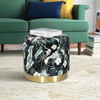 Repose-pieds rond en velours ottoman | Base en acier finition or | Coussin en mousse | 113 kg | Antidérapant | Plusieurs coloris