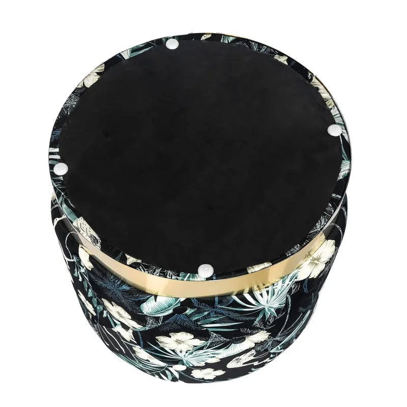 Repose-pieds rond en velours ottoman | Base en acier finition or | Coussin en mousse | 113 kg | Antidérapant | Plusieurs coloris