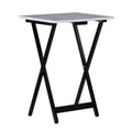 Ensemble de 4 tables de service imitation marbre avec support de rangement | Pliables | Base noire | Capacité de 9 kg