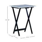 Ensemble de 4 tables de service imitation marbre avec support de rangement | Pliables | Base noire | Capacité de 9 kg