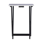 Ensemble de 4 tables de service imitation marbre avec support de rangement | Pliables | Base noire | Capacité de 9 kg