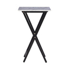 Ensemble de 4 tables de service imitation marbre avec support de rangement | Pliables | Base noire | Capacité de 9 kg