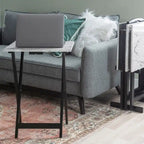 Ensemble de 4 tables de service imitation marbre avec support de rangement | Pliables | Base noire | Capacité de 9 kg