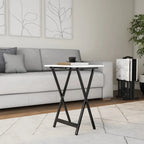 Ensemble de 4 tables de service imitation marbre avec support de rangement | Pliables | Base noire | Capacité de 9 kg
