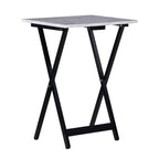 Ensemble de 4 tables de service imitation marbre avec support de rangement | Pliables | Base noire | Capacité de 9 kg