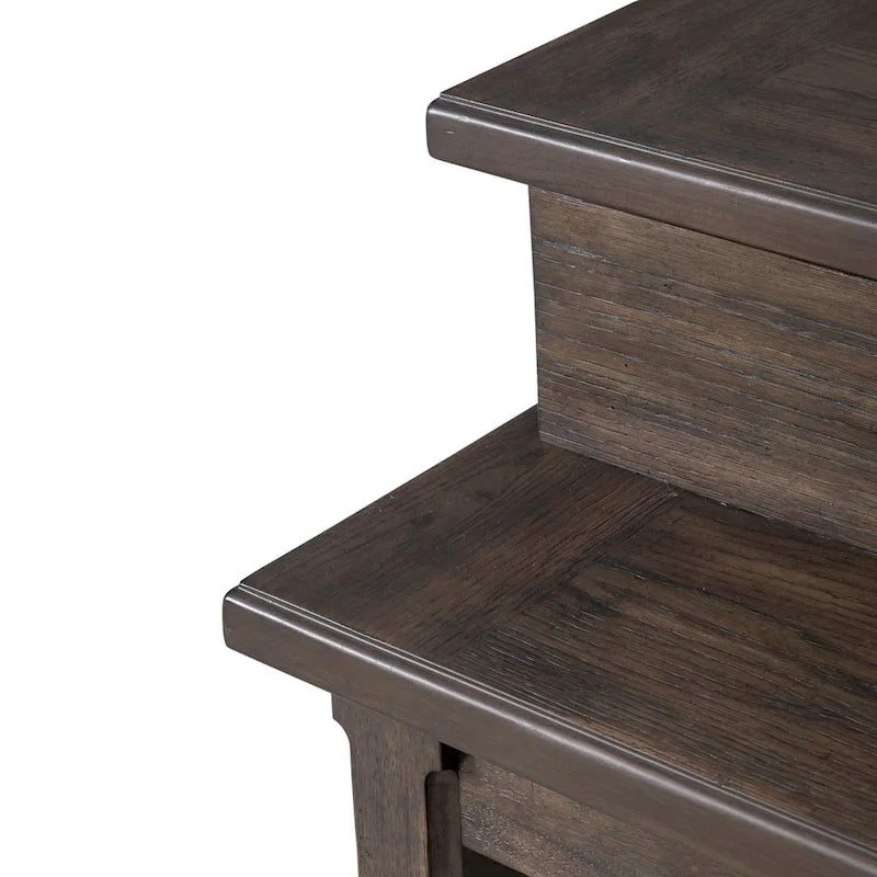 Table console de bar 4 pièces et 3 tabourets | Bois d'hévéa | Station de charge intégrée | Marron selle