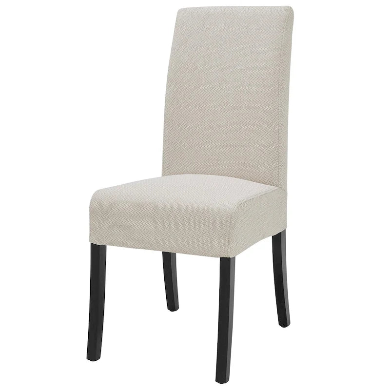 Lot de 2 chaises de salle à manger droites en tissu | Revêtement beige | Pieds évasés | Entièrement assemblées