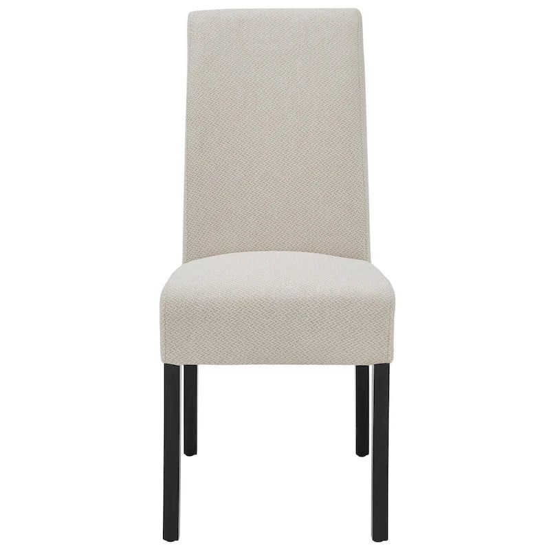 Lot de 2 chaises de salle à manger droites en tissu | Revêtement beige | Pieds évasés | Entièrement assemblées