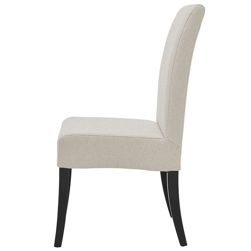 Lot de 2 chaises de salle à manger droites en tissu | Revêtement beige | Pieds évasés | Entièrement assemblées