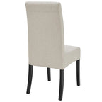Lot de 2 chaises de salle à manger droites en tissu | Revêtement beige | Pieds évasés | Entièrement assemblées