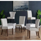 Lot de 2 chaises de salle à manger droites en tissu | Revêtement beige | Pieds évasés | Entièrement assemblées