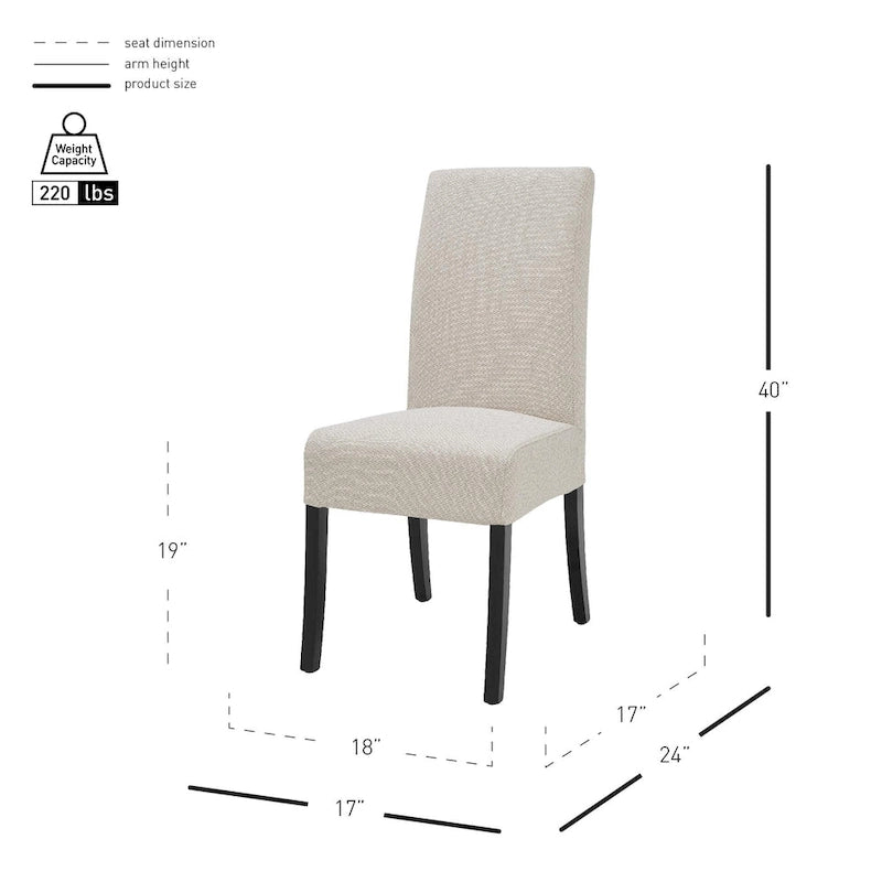 Lot de 2 chaises de salle à manger droites en tissu | Revêtement beige | Pieds évasés | Entièrement assemblées