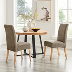 Lot de 2 chaises de salle à manger droites en tissu | Revêtement beige | Pieds évasés | Entièrement assemblées