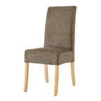Lot de 2 chaises de salle à manger droites en tissu | Revêtement beige | Pieds évasés | Entièrement assemblées