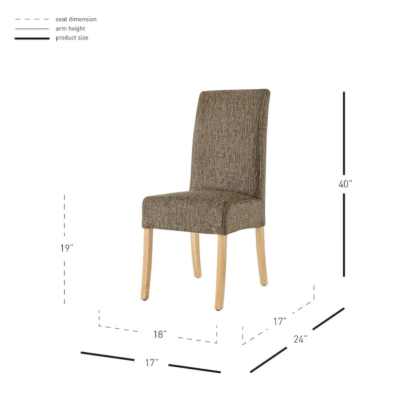 Lot de 2 chaises de salle à manger droites en tissu | Revêtement beige | Pieds évasés | Entièrement assemblées