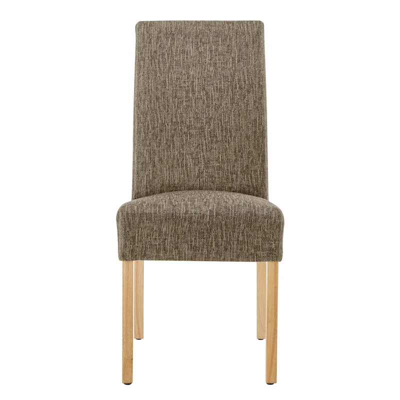 Lot de 2 chaises de salle à manger droites en tissu | Revêtement beige | Pieds évasés | Entièrement assemblées