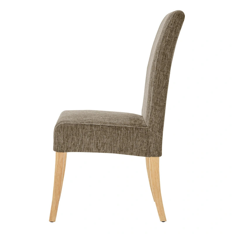 Lot de 2 chaises de salle à manger droites en tissu | Revêtement beige | Pieds évasés | Entièrement assemblées