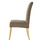 Lot de 2 chaises de salle à manger droites en tissu | Revêtement beige | Pieds évasés | Entièrement assemblées